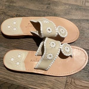 White & tan jack rogers
